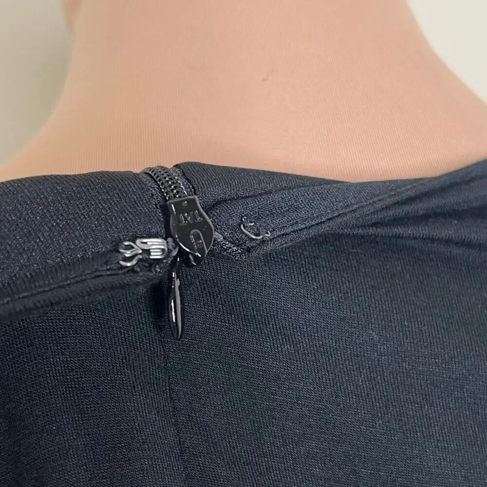 Loft Ann Taylor Dress Large Maternity Women Black Drape Ruched V-Neck Versatile - Picture 5 of 9